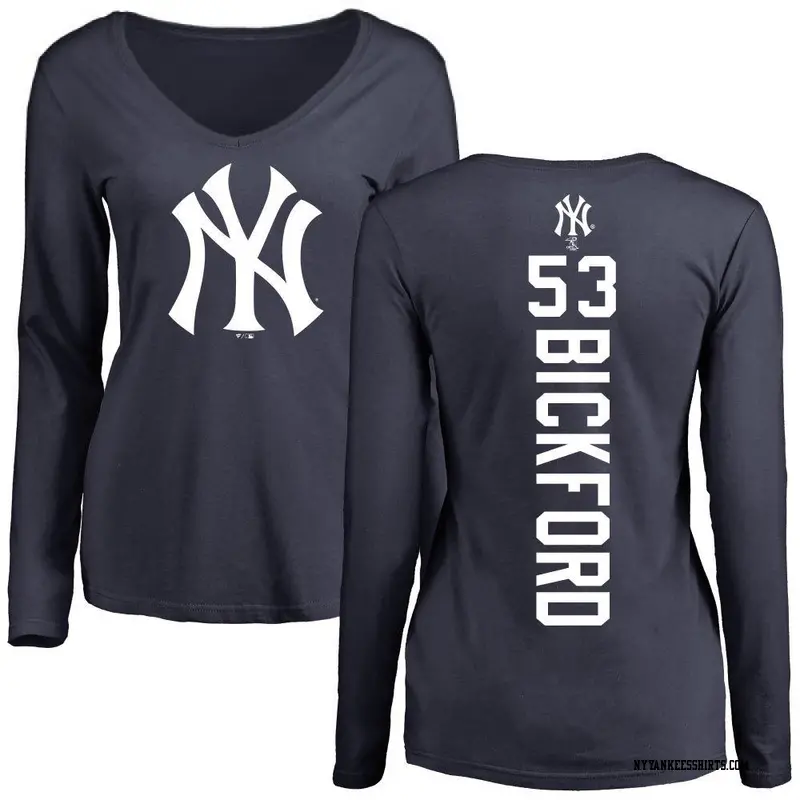 Women's New York Yankees ＃53 Phil Bickford Navy Backer Slim Fit Long Sleeve T-Shirt