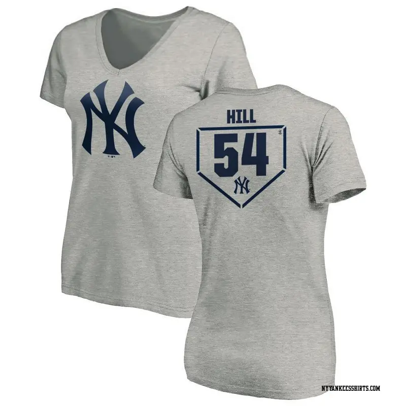 Women's New York Yankees ＃54 Tim Hill Gray RBI Slim Fit V-Neck T-Shirt Heathered