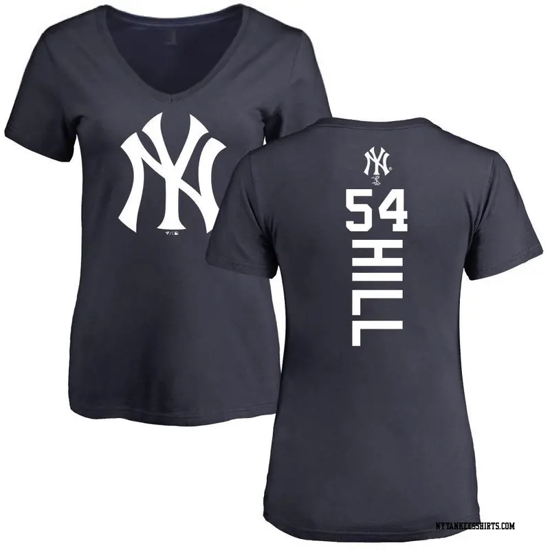 Women's New York Yankees ＃54 Tim Hill Navy Backer Slim Fit T-Shirt