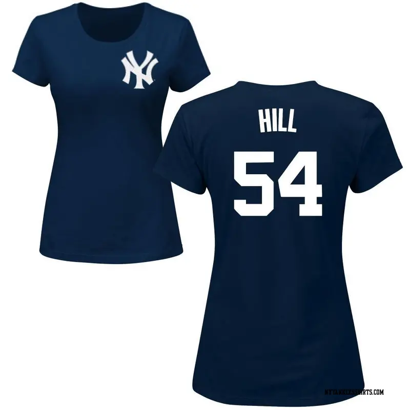 Women's New York Yankees ＃54 Tim Hill Navy Roster Name & Number T-Shirt