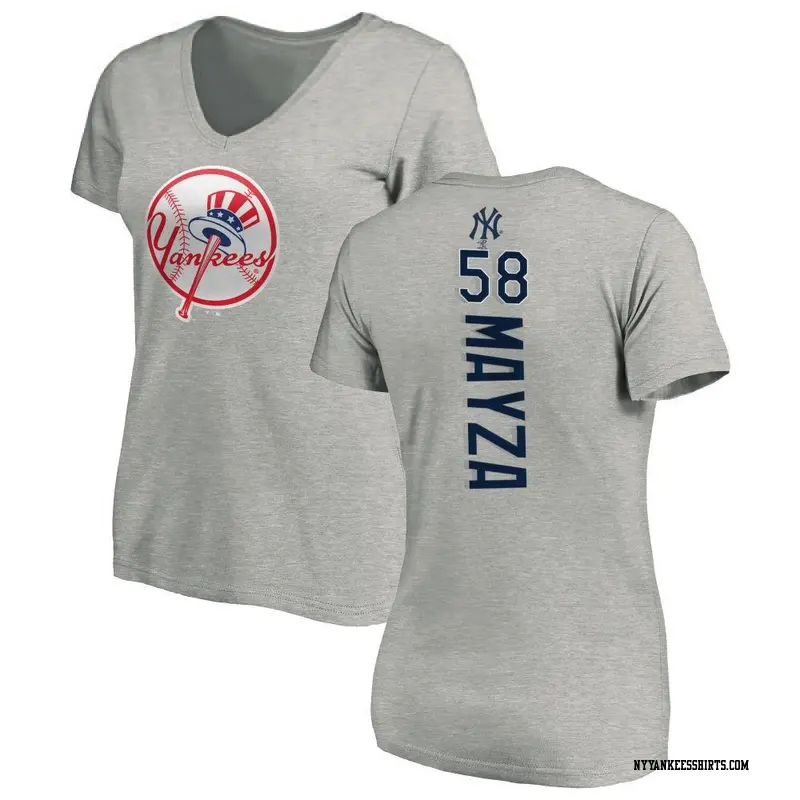 Women's New York Yankees ＃58 Tim Mayza Ash Backer Slim Fit T-Shirt