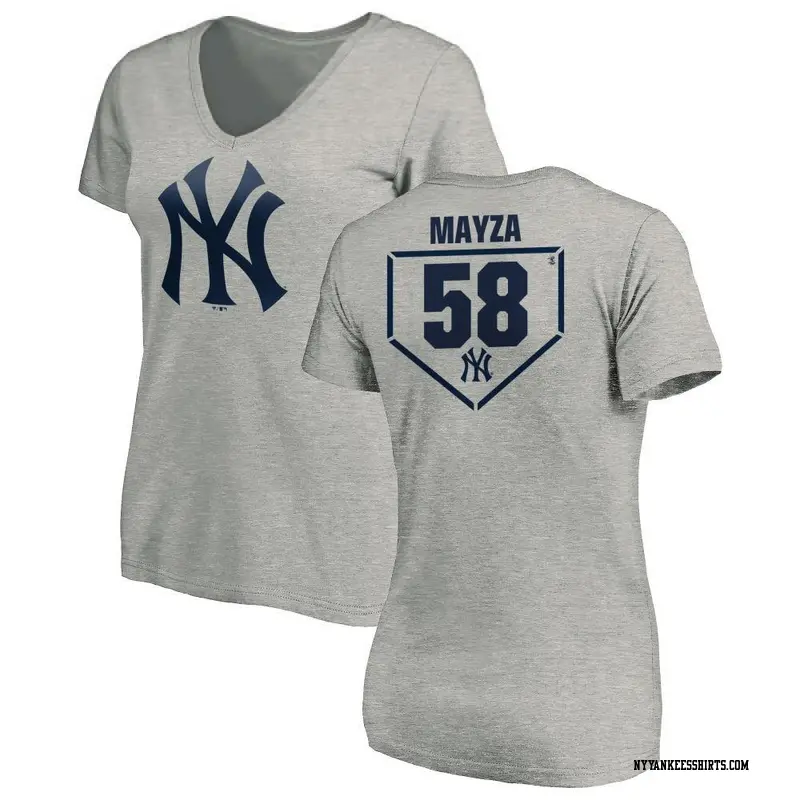 Women's New York Yankees ＃58 Tim Mayza Gray RBI Slim Fit V-Neck T-Shirt Heathered