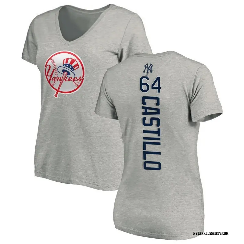 Women's New York Yankees ＃64 Diego Castillo Ash Backer Slim Fit T-Shirt