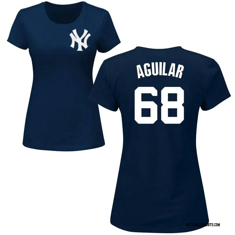 Women's New York Yankees ＃68 Clay Aguilar Navy Roster Name & Number T-Shirt