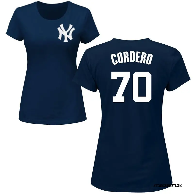 Women's New York Yankees ＃70 Jimmy Cordero Navy Roster Name & Number T-Shirt