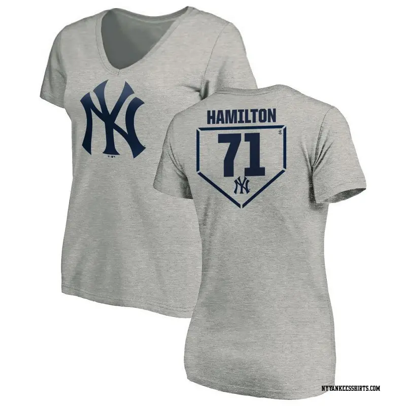 Women's New York Yankees ＃71 Ian Hamilton Gray Branded RBI Slim Fit V-Neck T-Shirt Heathered