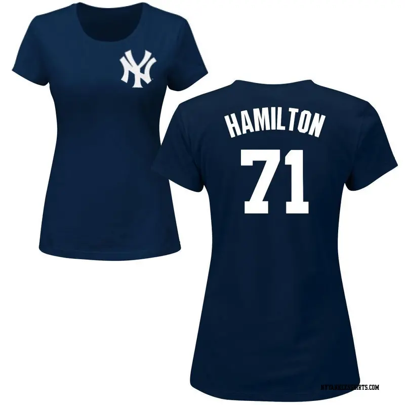 Women's New York Yankees ＃71 Ian Hamilton Navy Roster Name & Number T-Shirt