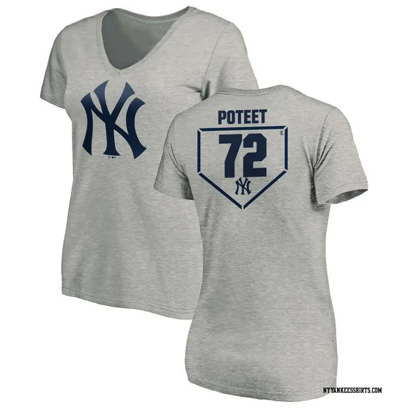 Women's New York Yankees ＃72 Cody Poteet Gray RBI Slim Fit V-Neck T-Shirt Heathered