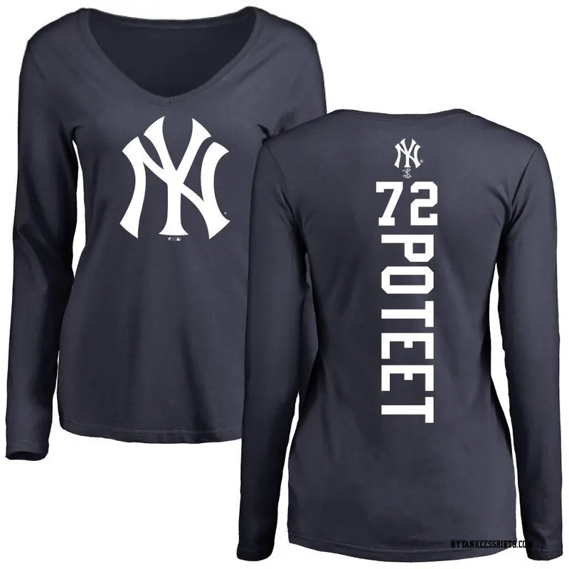 Women's New York Yankees ＃72 Cody Poteet Navy Backer Slim Fit Long Sleeve T-Shirt