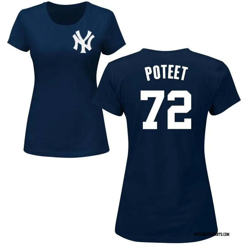 Women's New York Yankees ＃72 Cody Poteet Navy Roster Name & Number T-Shirt