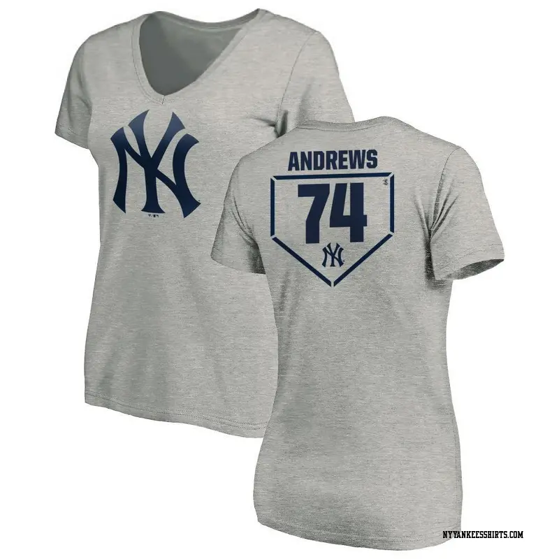 Women's New York Yankees ＃74 Clayton Andrews Gray RBI Slim Fit V-Neck T-Shirt Heathered