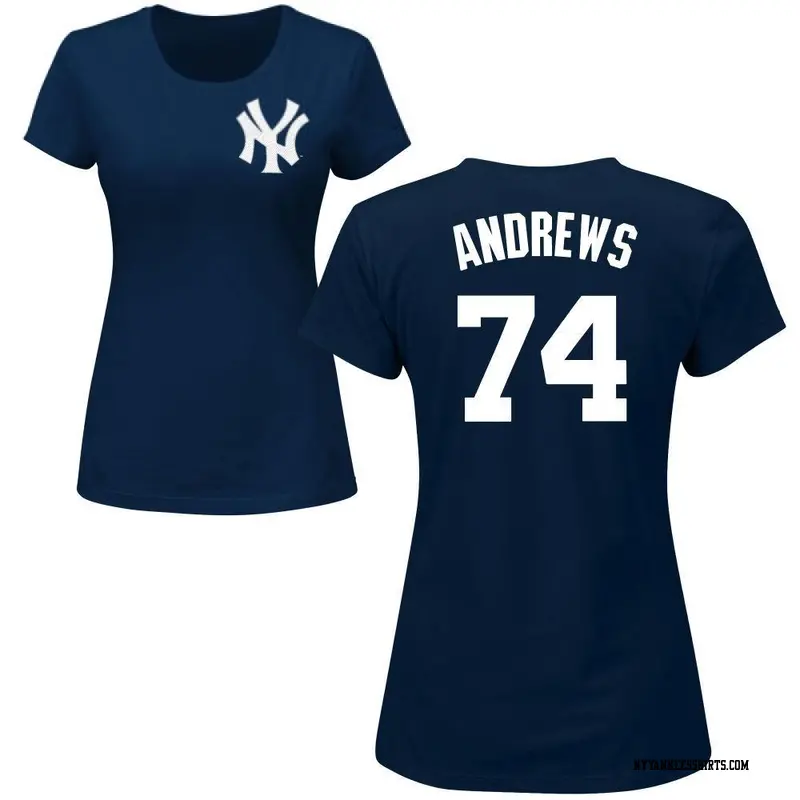 Women's New York Yankees ＃74 Clayton Andrews Navy Roster Name & Number T-Shirt