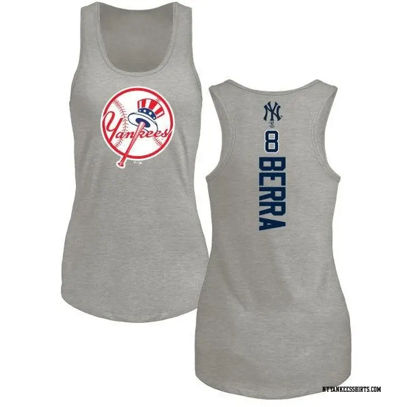 Women's New York Yankees ＃8 Yogi Berra Ash Branded Backer Tank Top