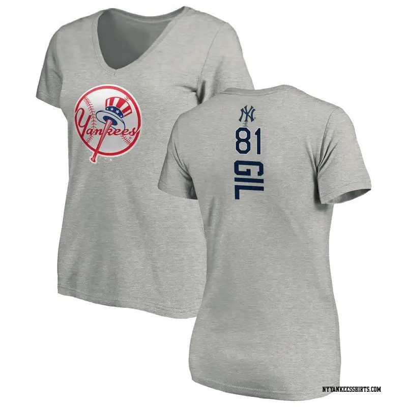 Women's New York Yankees ＃81 Luis Gil Ash Backer Slim Fit T-Shirt