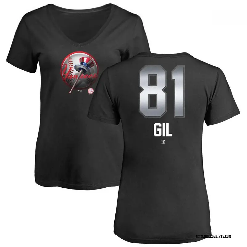 Women's New York Yankees ＃81 Luis Gil Black Branded Midnight Mascot V-Neck T-Shirt