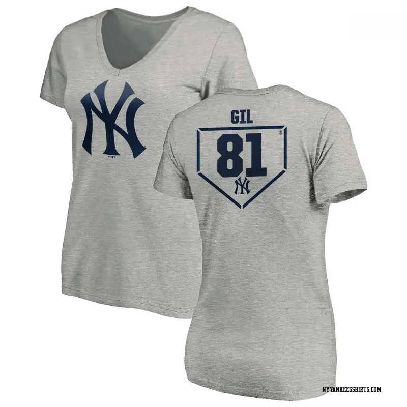 Women's New York Yankees ＃81 Luis Gil Gray Branded RBI Slim Fit V-Neck T-Shirt Heathered