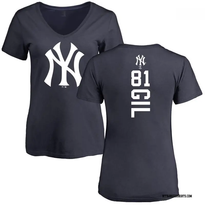 Women's New York Yankees ＃81 Luis Gil Navy Backer Slim Fit T-Shirt