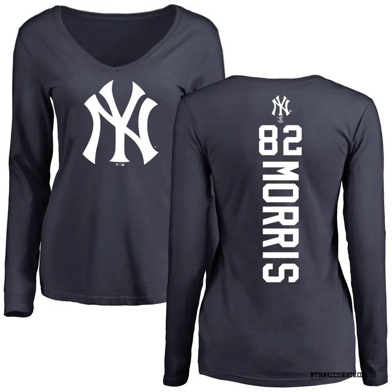 Women's New York Yankees ＃82 Cody Morris Navy Backer Slim Fit Long Sleeve T-Shirt