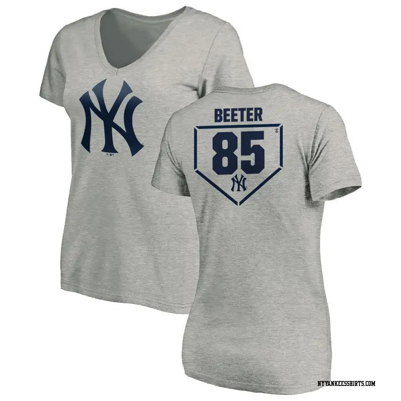 Women's New York Yankees ＃85 Clayton Beeter Gray RBI Slim Fit V-Neck T-Shirt Heathered