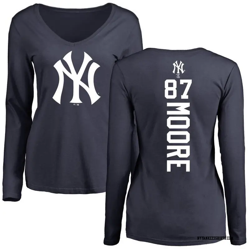 Women's New York Yankees ＃87 McKinley Moore Navy Backer Slim Fit Long Sleeve T-Shirt