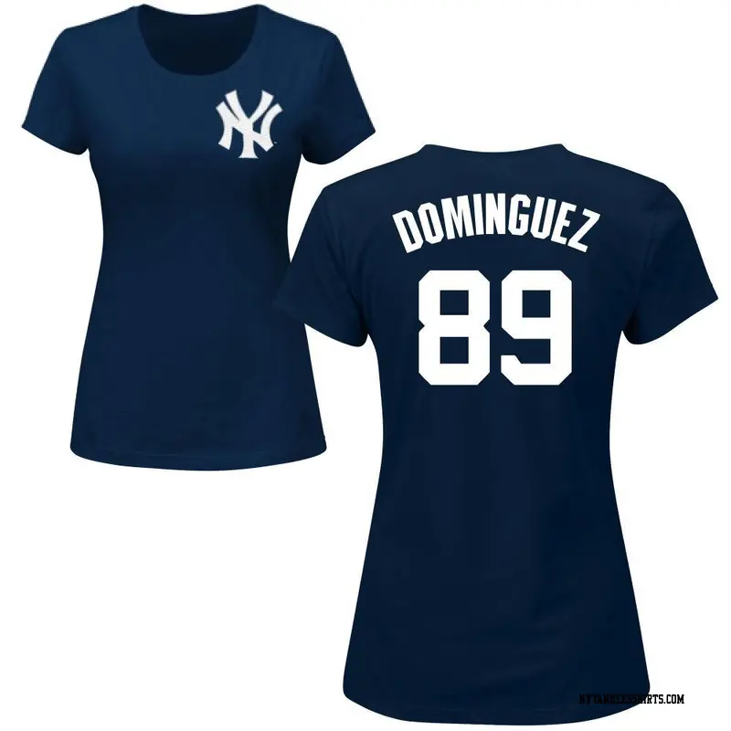 Women's New York Yankees ＃89 Jasson Dominguez Navy Roster Name & Number T-Shirt