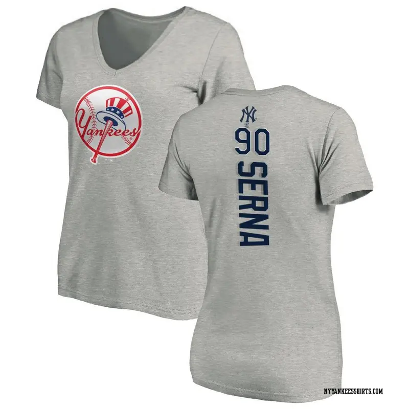 Women's New York Yankees ＃90 Jared Serna Ash Backer Slim Fit T-Shirt