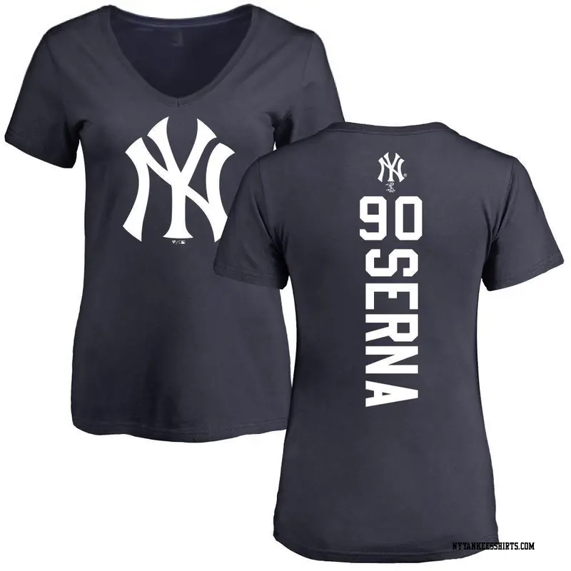 Women's New York Yankees ＃90 Jared Serna Navy Backer Slim Fit T-Shirt