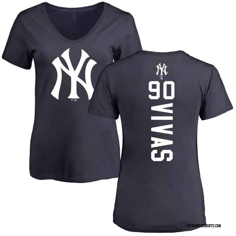 Women's New York Yankees ＃90 Jorbit Vivas Navy Backer Slim Fit T-Shirt