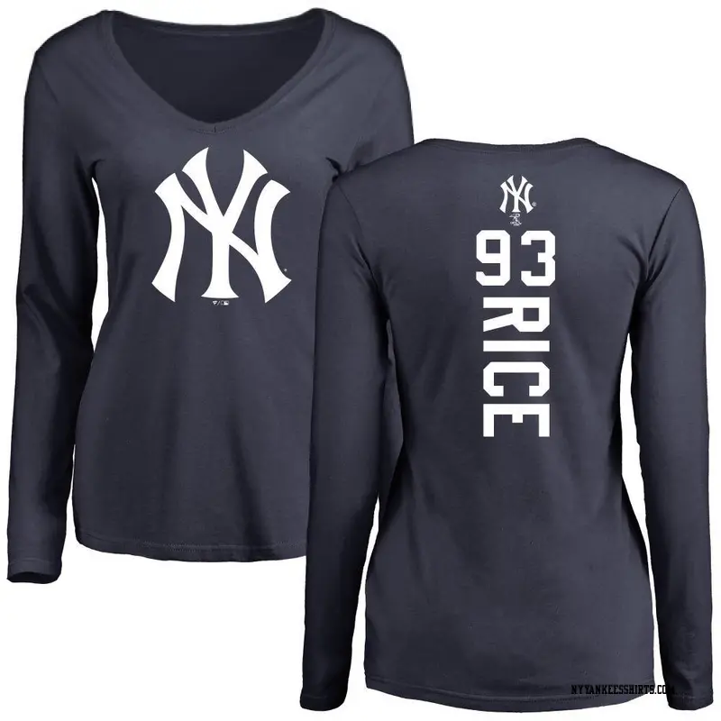 Women's New York Yankees ＃93 Ben Rice Navy Backer Slim Fit Long Sleeve T-Shirt