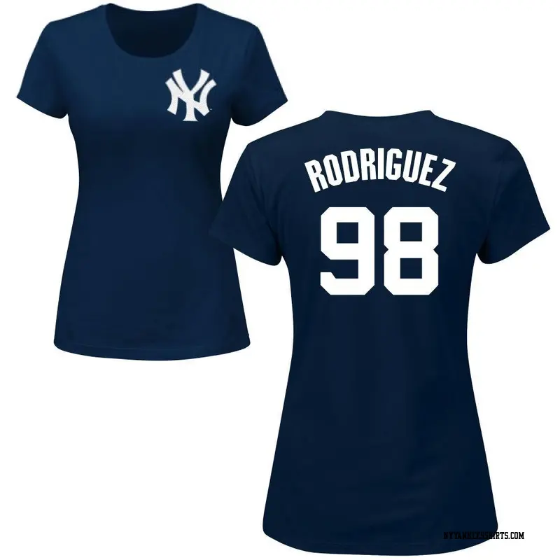 Women's New York Yankees ＃98 Wilson Rodriguez Navy Roster Name & Number T-Shirt