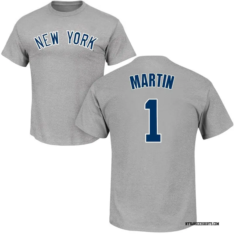 Youth New York Yankees ＃1 Billy Martin Gray Roster Name & Number T-Shirt