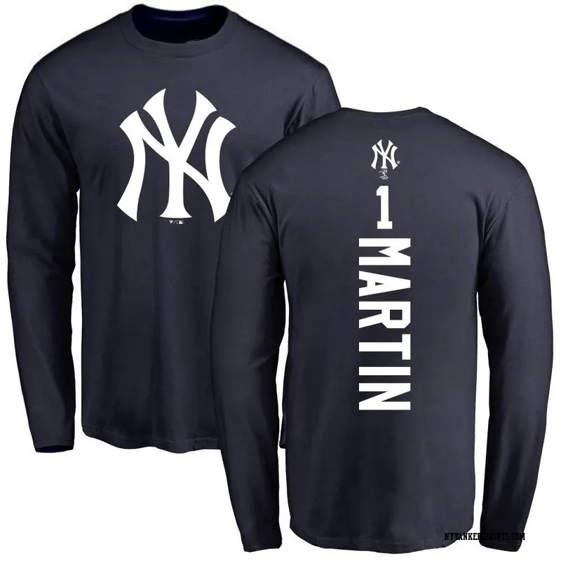 Youth New York Yankees ＃1 Billy Martin Navy Backer Long Sleeve T-Shirt