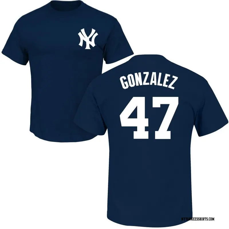 Youth New York Yankees ＃47 Victor Gonzalez Navy Roster Name & Number T-Shirt