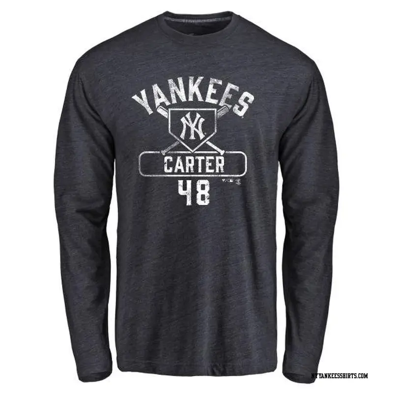 Youth New York Yankees ＃48 Chris Carter Navy Branded Base Runner Long Sleeve T-Shirt