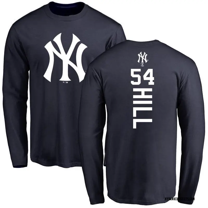 Youth New York Yankees ＃54 Tim Hill Navy Backer Long Sleeve T-Shirt